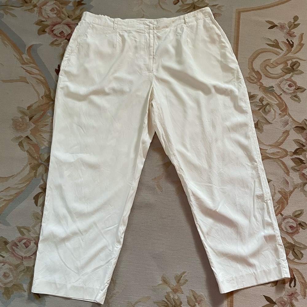 Elisabeth 100% Silk Pants Size 20 Petite Cream